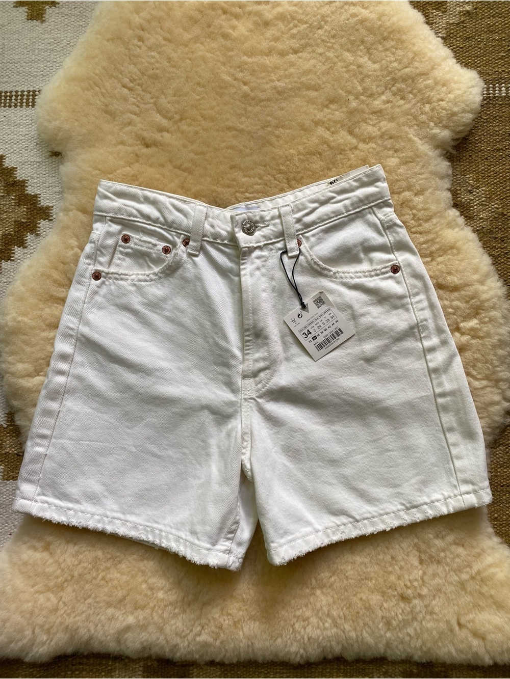 Women's White Denim Bermuda Shorts